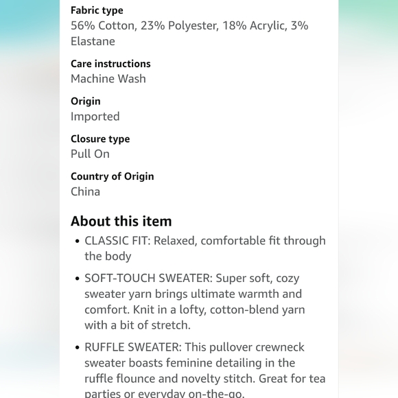 *NWT Amazon Essentials Girls and Toddlers' Soft Touch Ruffle Sweater - Picture 3 of 5